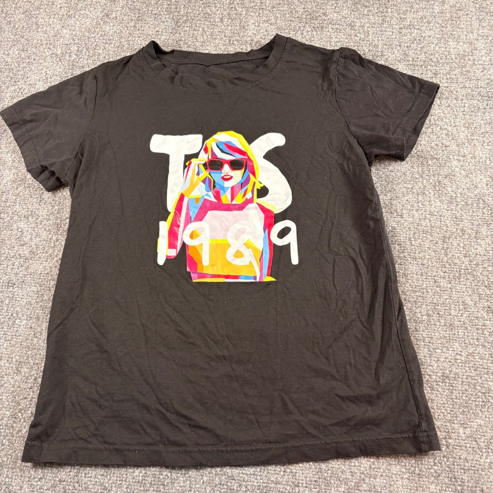 Taylor Swift 1989 TS Pop Art Graphic T-Shirt Black Small Eras Tour Music Album